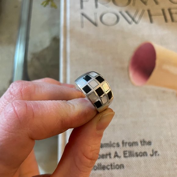 Black Onyx and MOP Silver Ring - Picture 5 of 5